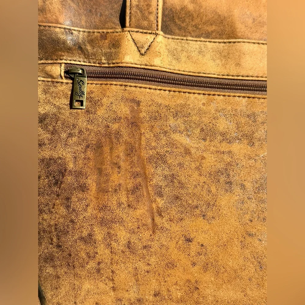 Scully Lamb Skin AeroSquadron Leather Briefcase Messenger Bag - Orange Brown